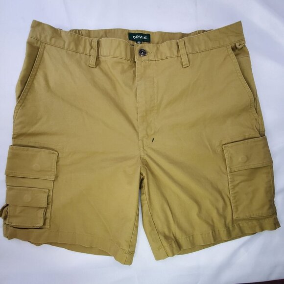 Orvis Shorts Mens 40 Brown Tech Cargo Performance Outdoor Nylon Stretch Waist - Picture 8 of 8